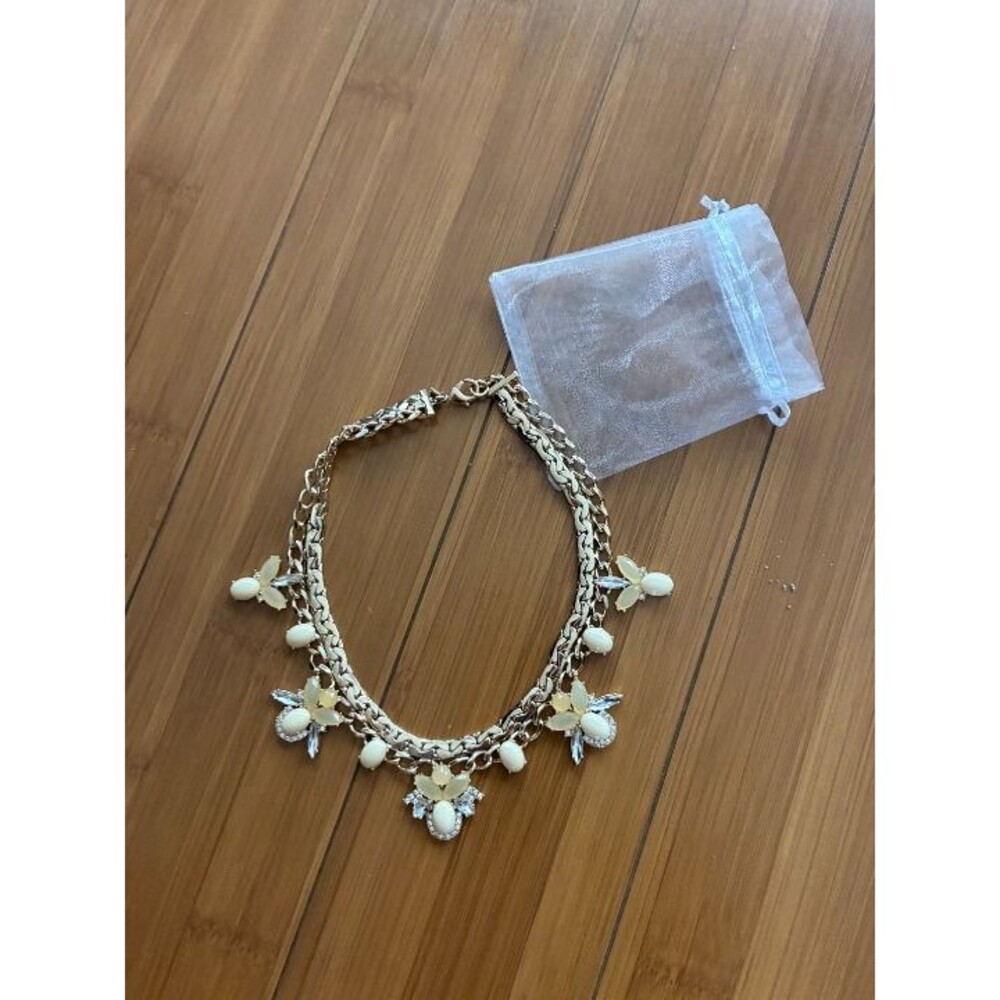 Banana Republic Gold Cream Sparkle Statement Necklace
